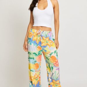 Multi Abstract Wide Leg Pants Elasticated Waist