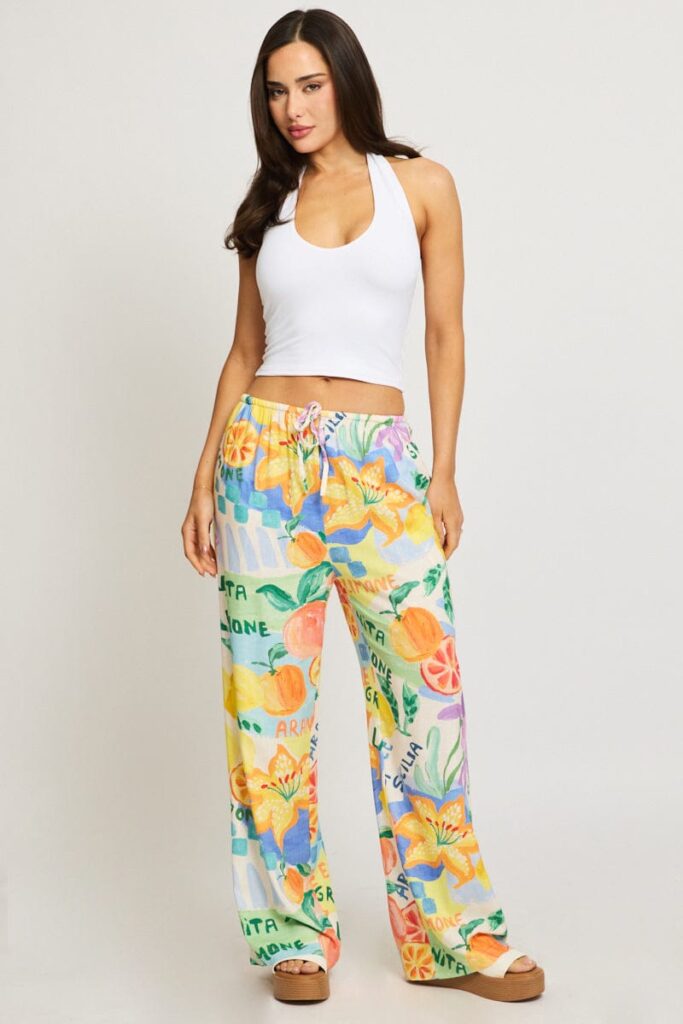 Ally Fashion Multi Abstract Wide Leg Pants Elasticated Waist Multi Abstract Wide Leg Pants Elasticated Waist