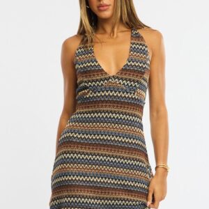 Ally Fashion Multi Stripe Mini Dress V-neck Multi Stripe Mini Dress V-neck