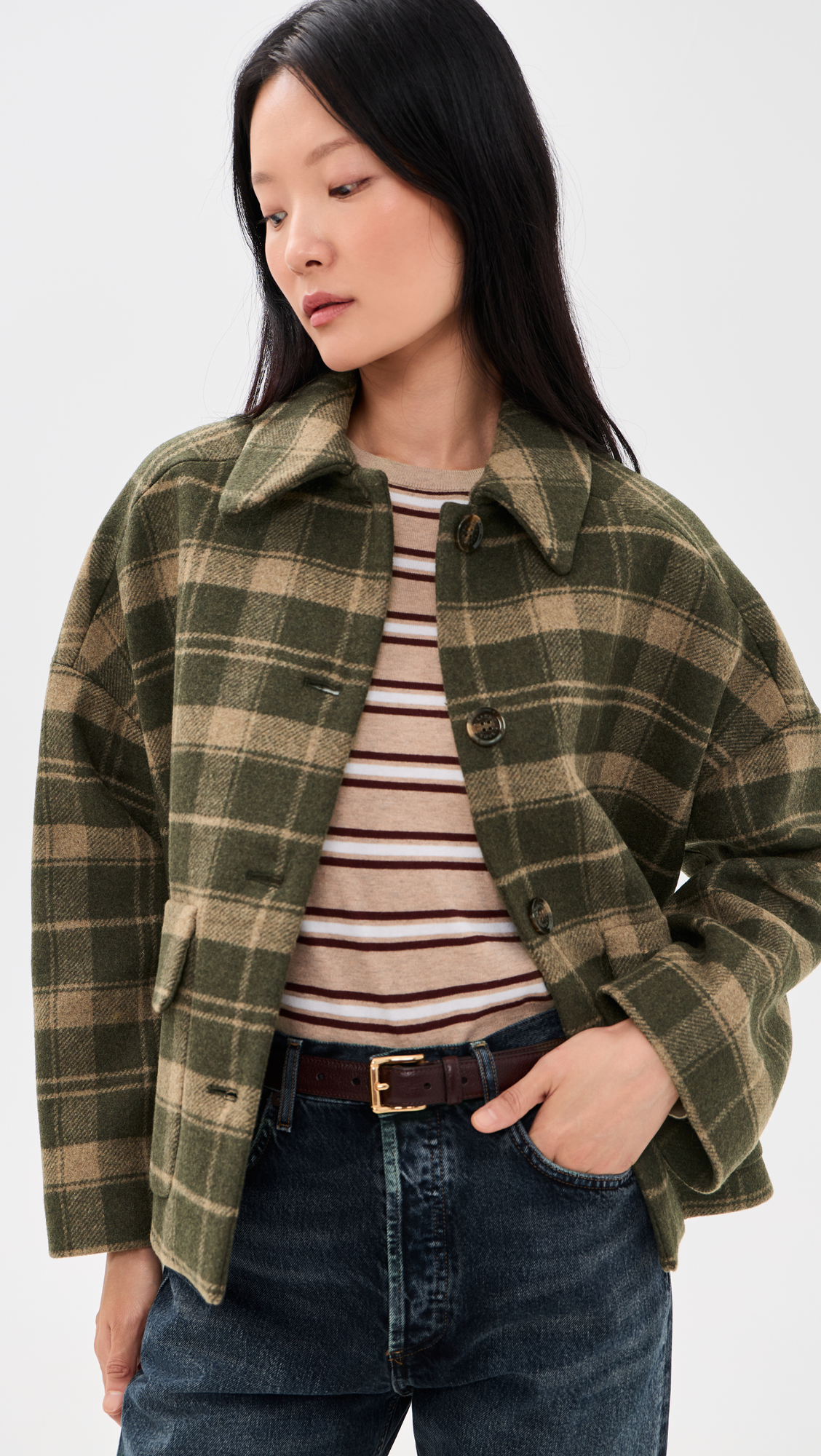 Barbour Myla Checked Wool Coat