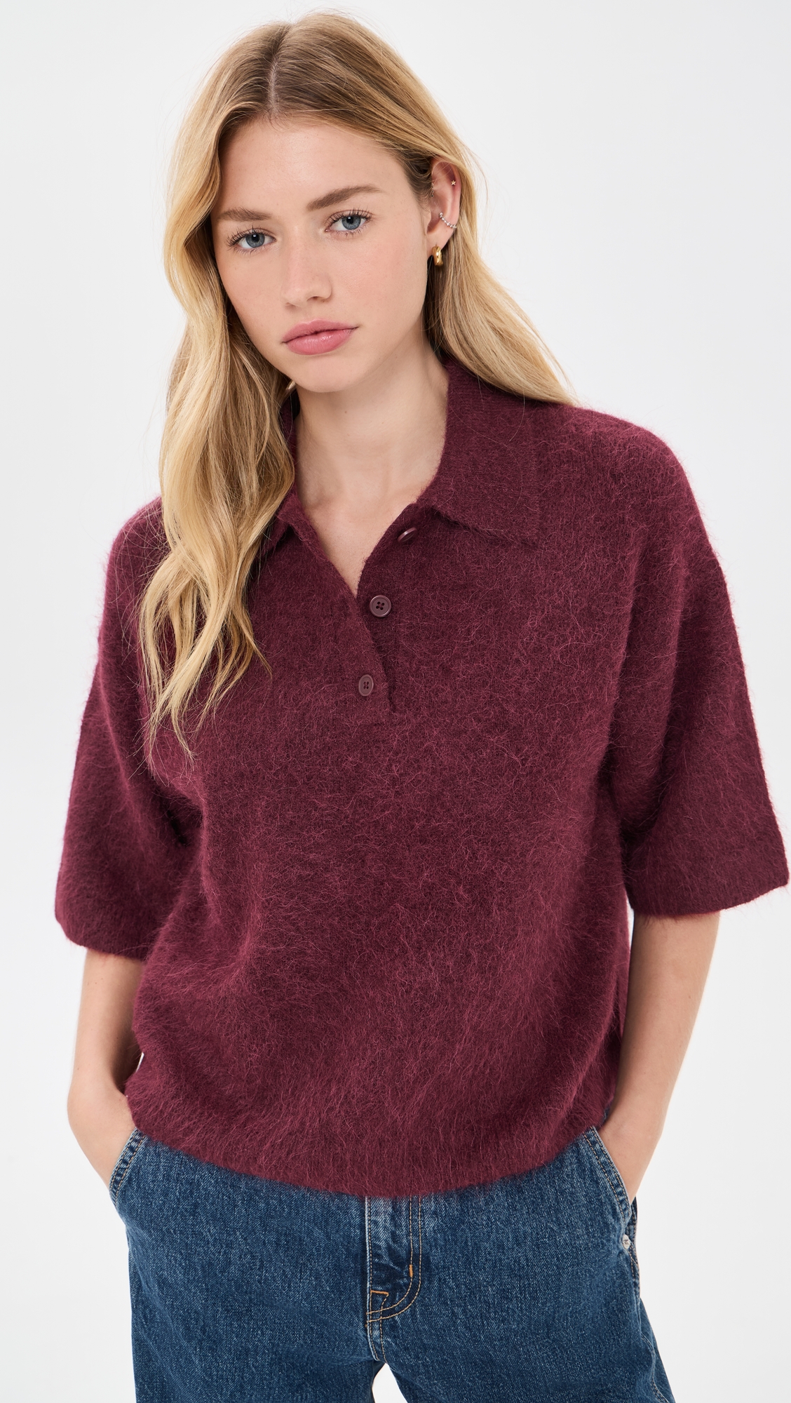 Pistola Nadya Alpaca Blend Boxy Polo Sweater