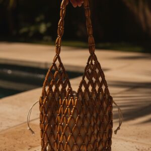 PrettyLittleThing Natural Wooden Bead Bucket Bag