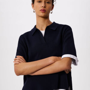Navy Collar Detail Knit