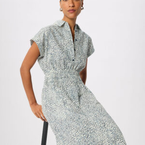 Navy Flecked Animal Collared Dress