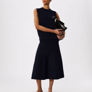 Navy Knitted Ribbed Midi Skirt Navy Knitted Ribbed Midi Skirt