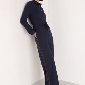 Navy Ponte Side Stripe Jumpsuit Navy Ponte Side Stripe Jumpsuit