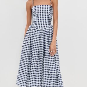 Self Portrait Navy Printed Taffeta Midi Dress Navy Printed Taffeta Midi Dress
