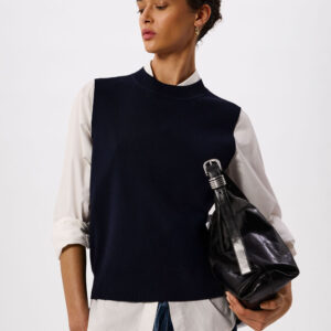 Navy Round Neck Detail Tank