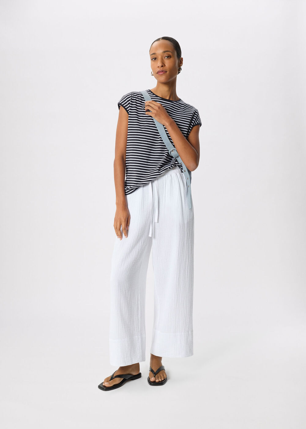 Navy Stripe Cap Sleeve Tee - Image 2