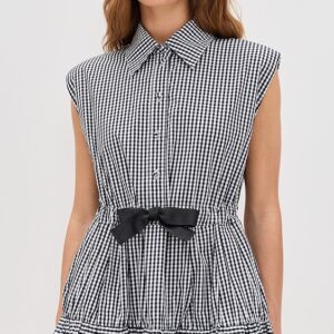 Sea Neci Gingham T-Shirt Bubble Mini Dress