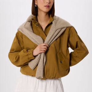 Neutral Wax Coated Bomber Jacket
