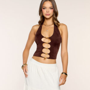 No Text Back Beaded Crop Top