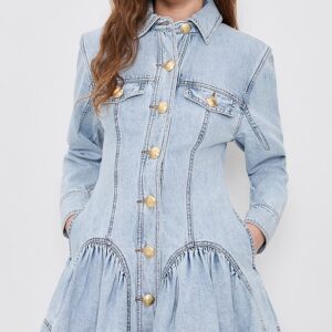 Aje Noa Washed Denim Mini Dress
