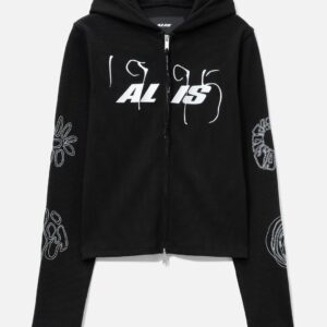 ALIS Nortey Rib Jersey Hoodie With Zipper And Embroidery