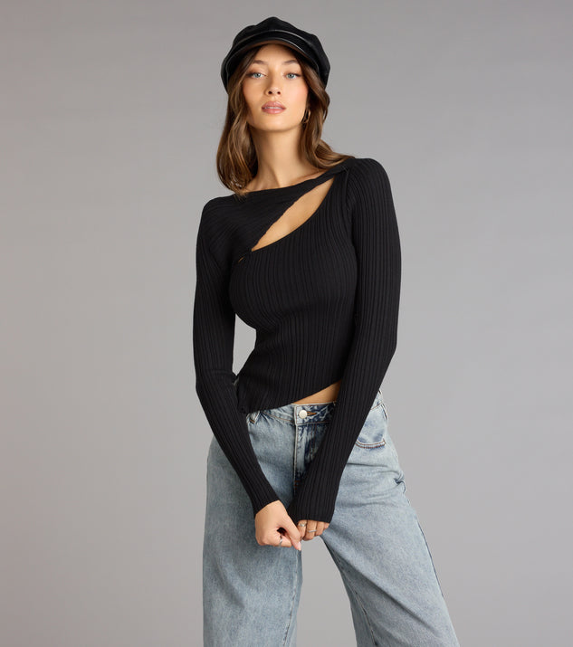 Windsor Not So Basic Long Sleeve Cutout Top