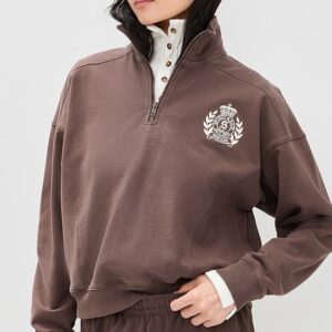 NY Crest Embroidered Quarter Zip Sweatshirt