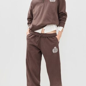 Sporty & Rich NY Crest Embroidered Wide Sweatpants