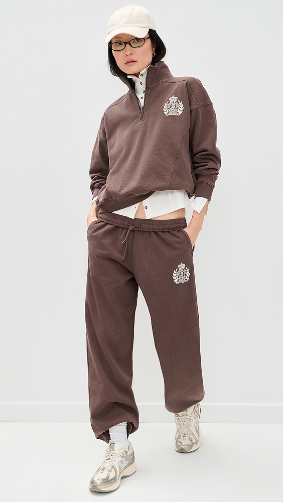 Sporty & Rich NY Crest Embroidered Wide Sweatpants