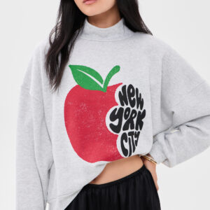 NYC Apple Bite Mock Neck Sweatshirt