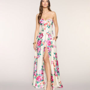 Windsor Nyla Satin Floral A-Line Formal Dress Nyla Satin Floral A-Line Formal Dress