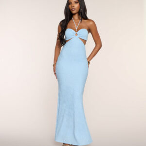 Ocean Air Mood Halter Maxi Dress