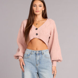 Windsor Off Duty Charm Cable Knit Crop Cardigan Off Duty Charm Cable Knit Crop Cardigan