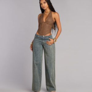 Windsor Off Duty Cool Girl Low-Rise Pinstriped Denim Pants Off Duty Cool Girl Low-Rise Pinstriped Denim Pants
