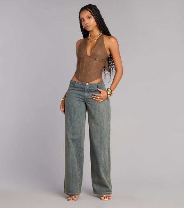 Windsor Off Duty Cool Girl Low-Rise Pinstriped Denim Pants
