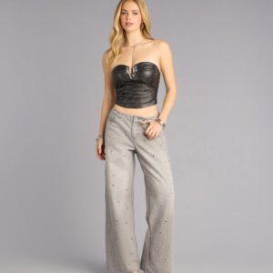 Windsor Off Duty Edge Studded Grommet Low-Rise Denim Jeans Off Duty Edge Studded Grommet Low-Rise Denim Jeans