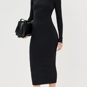 Off Stamp Rib Round Long Dress