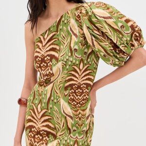 FARM Rio One Shoulder Buttoned Mini Dress One Shoulder Buttoned Mini Dress