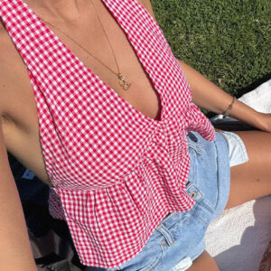BB Exclusive Opolo Red Gingham Crop Top Opolo Red Gingham Crop Top