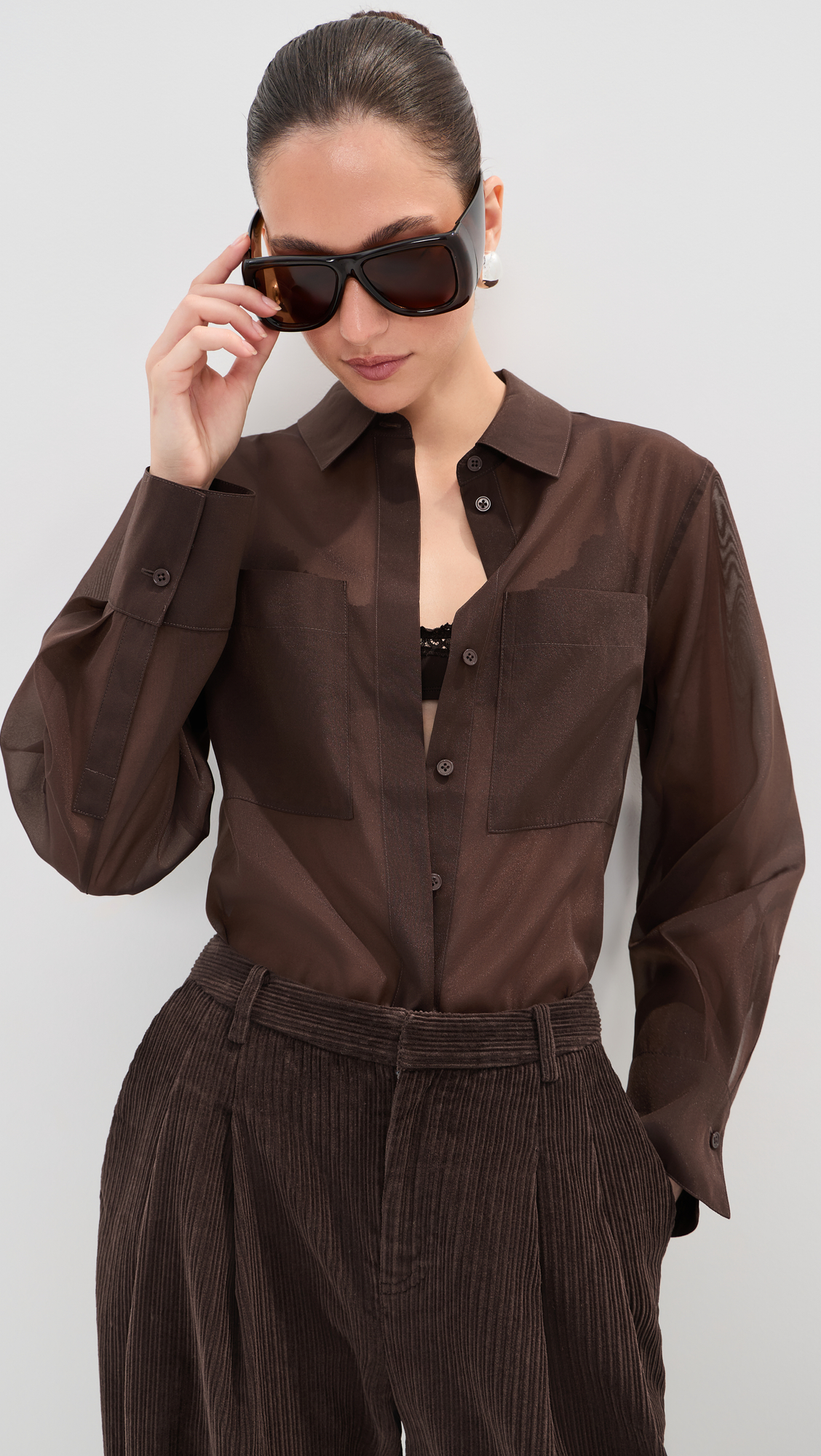 LE BOP Organza Button Down