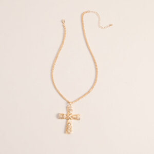 Ornate Edge Cross Pendant Necklace