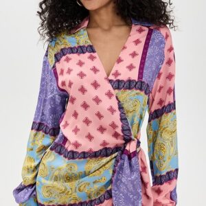 Donde Esteban Paisley Wrap Mini Dress Paisley Wrap Mini Dress