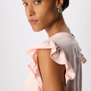 Pale Pink Frill Sleeve Broderie Tee