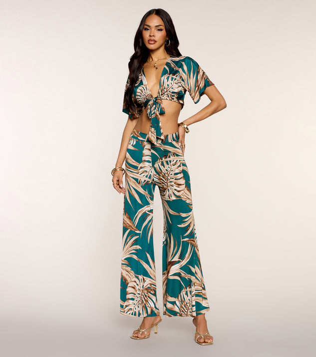 Windsor Palm Print Daydream Wide-Leg Pants