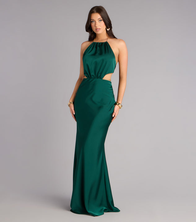 Windsor Patricia Satin Chain Column Formal Dress
