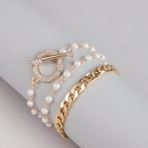 Windsor Pearls And Chains Layered Bracelet Set Pearls And Chains Layered Bracelet Set