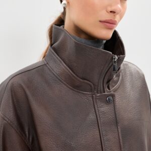LE BOP Pebble Faux Leather Bomber