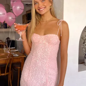 BB Exclusive Penny Lane Light Pink Sequin Mini Dress