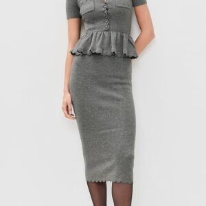 Self Portrait Peplum Knit Midi Dress