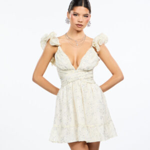 Petal Poise Sequin Embroidered Mini Dress