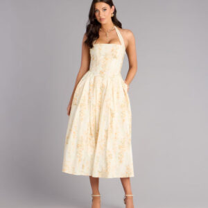 Windsor Petals And Plans Halter Lace-Up Midi Dress Petals And Plans Halter Lace-Up Midi Dress