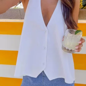 BB Exclusive Petie White Linen Blend Top