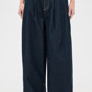 Tibi Petite Indigo Denim Triple Pleat Jeans