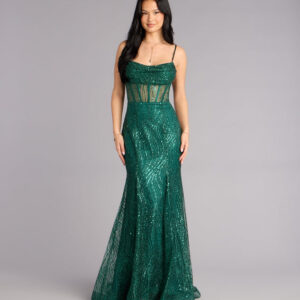 Phoebe Glitter Tulle Corset Formal Dress