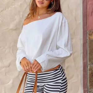 BB Exclusive Phoenix White Off Shoulder Long Sleeve Top
