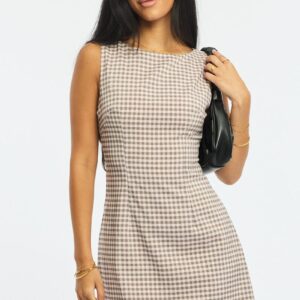 Pink Check Bodycon Dress Mini Check