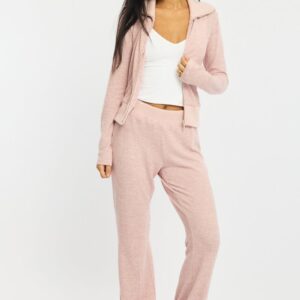 Pink Flare Leg Pants Mid Rise